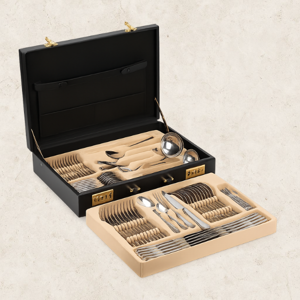 Maleta de 84 Talheres Banhados a Ouro - Milano