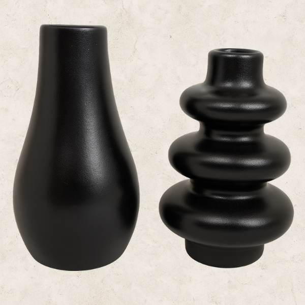 Dupla de Vasos decorativos em Cerâmica - Vasos Duo Ébano Contour